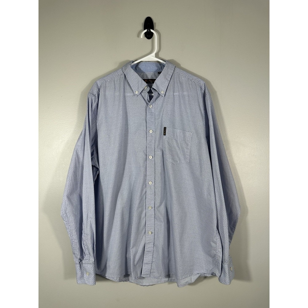 Ben Sherman Shirt Mens XXL 2XL Blue Geometric Print Button Up Cotton